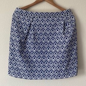 J.Crew Women’s White and Blue Mini Skirt With Pockets Size 8